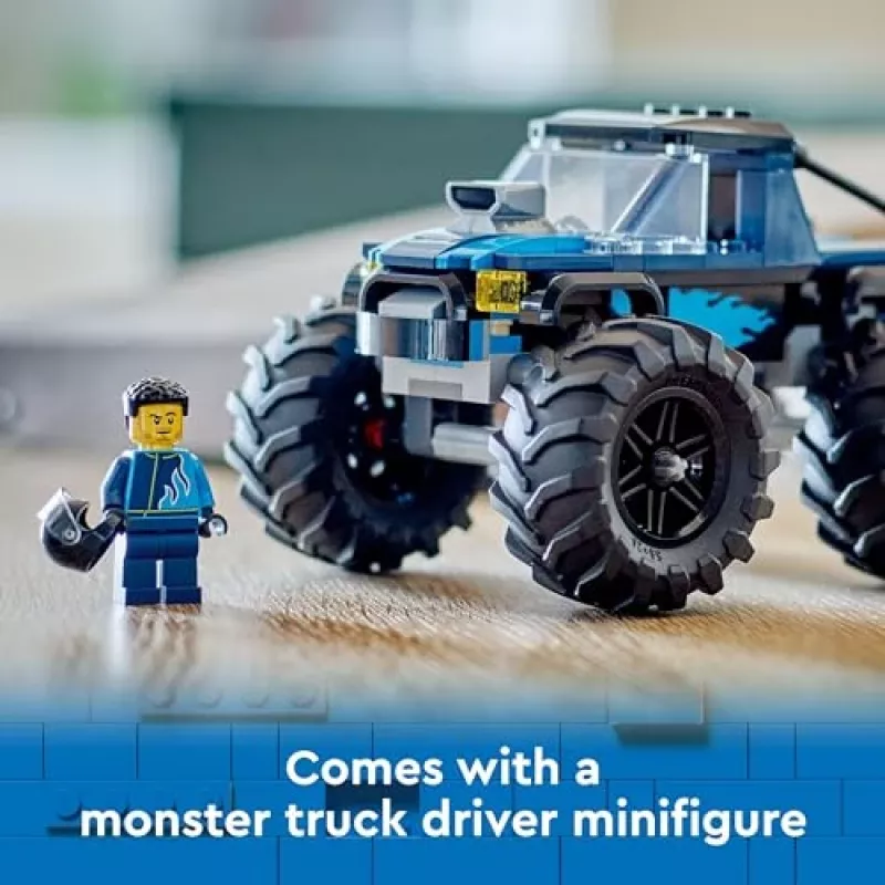 Konstruktorius LEGO City 60402 Mėlynas monstriškasis sunkvežimis su didelėmis padangomis, 148 dalys, 1 minifigūrėlė, amžius 5+