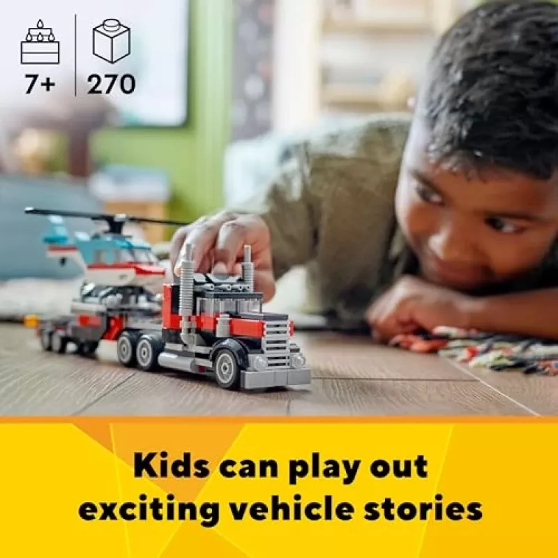 LEGO Creator 2-in-1 Flatbed Truck with Helicopter set 31146, keičiama konstrukcija vaikams