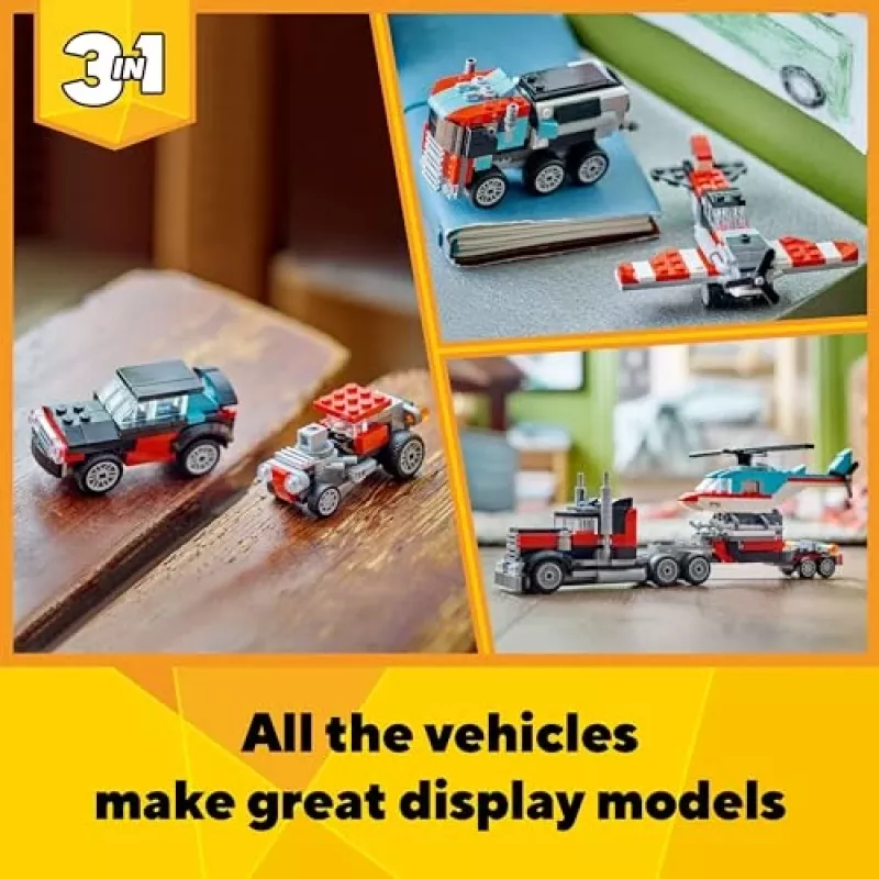 LEGO Creator 2-in-1 Flatbed Truck with Helicopter set 31146, keičiama konstrukcija vaikams