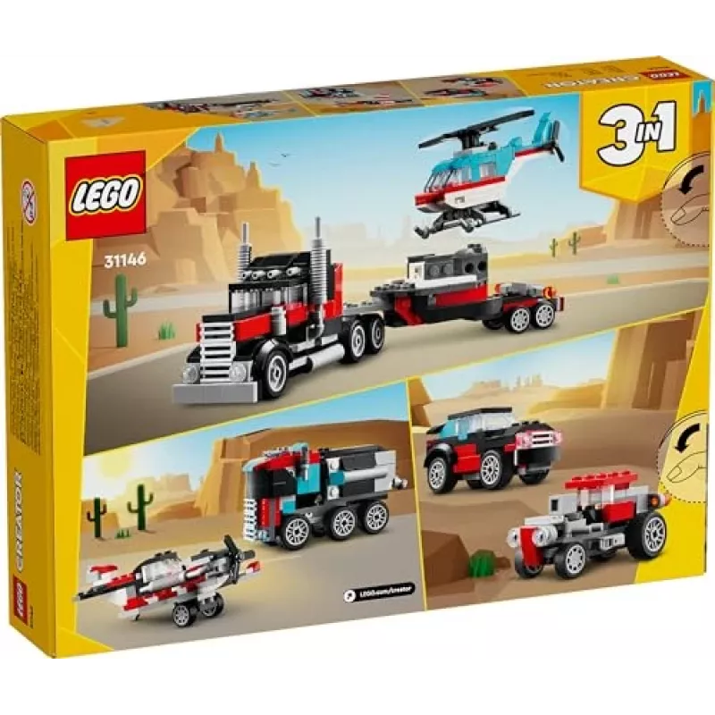 LEGO Creator 2-in-1 Flatbed Truck with Helicopter set 31146, keičiama konstrukcija vaikams