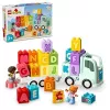 Konstruktorius LEGO DUPLO 10421 ABC sunkvežimis, 36 dalys, 2 minifigūrėlės, nuo 2 metų, matmenys 110×140×70 mm