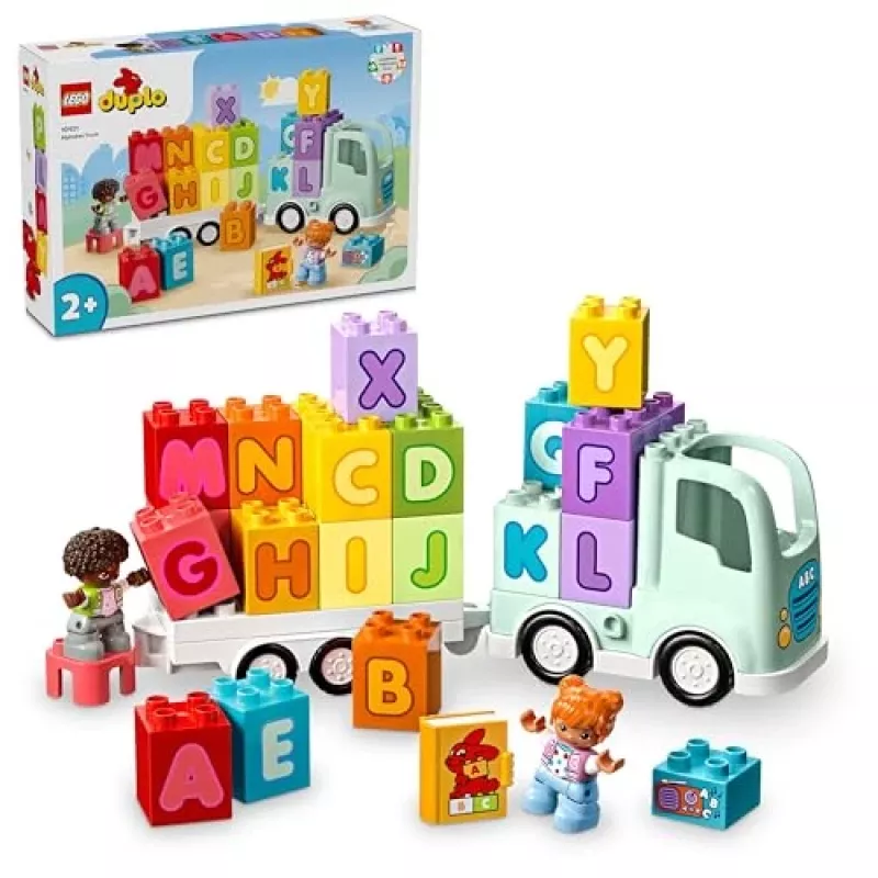 Konstruktorius LEGO DUPLO 10421 ABC sunkvežimis, 36 dalys, 2 minifigūrėlės, nuo 2 metų, matmenys 110×140×70 mm