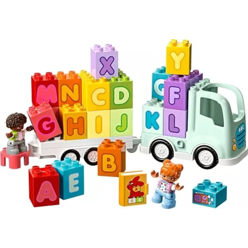 Konstruktorius LEGO DUPLO 10421 ABC sunkvežimis, 36 dalys, 2 minifigūrėlės, nuo 2 metų, matmenys 110×140×70 mm