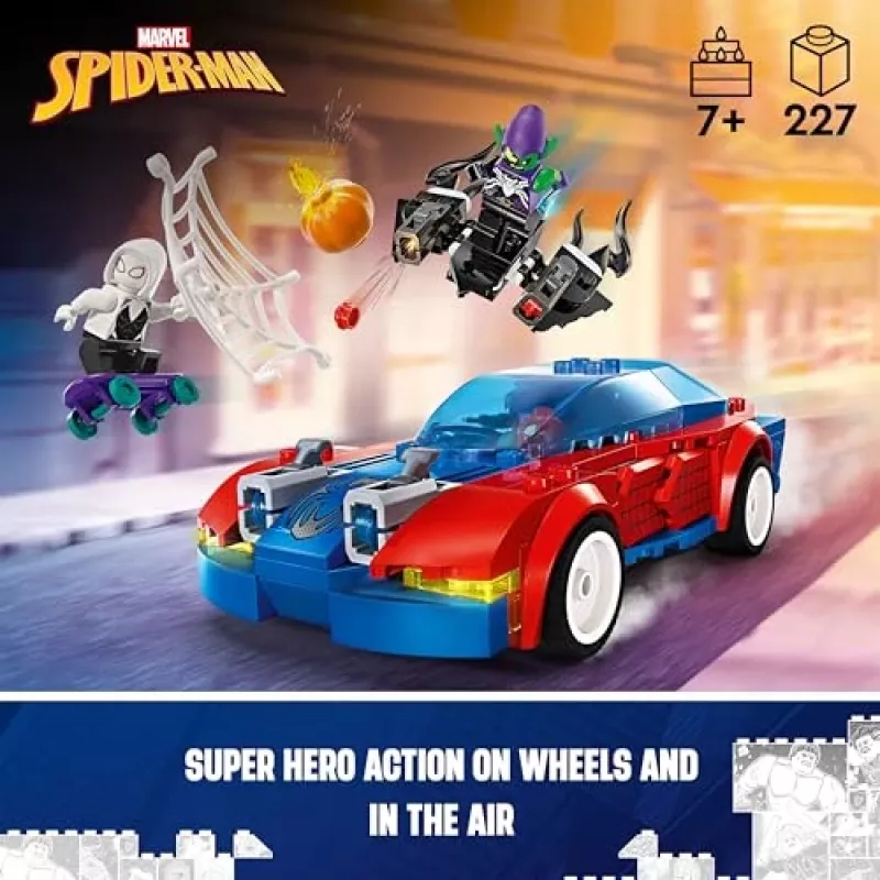 Lego Marvel 76279 Spider-Man lenktyninis automobilis ir Venom Green Goblin statomas rinkinys