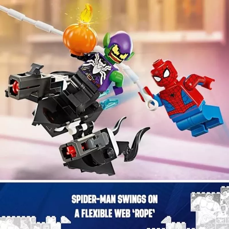 Lego Marvel 76279 Spider-Man lenktyninis automobilis ir Venom Green Goblin statomas rinkinys