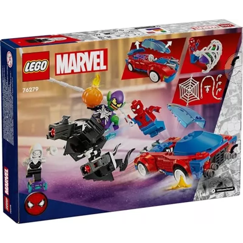Lego Marvel 76279 Spider-Man lenktyninis automobilis ir Venom Green Goblin statomas rinkinys