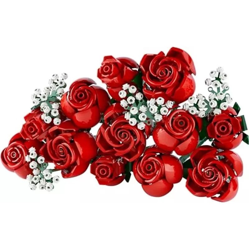 LEGO Icons Rožių puokštė – dirbtinių gėlių rinkinys suaugusiems, botaninė kolekcija, namų dekoro aksesuarai, Valentino dienos dovana moterims