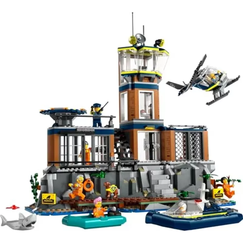 “LEGO City” policijos nuovados ir kalėjimo salos konstrukcinis žaislas 60419 — 980 dalių, 7 minifigūrėlės, 370×400×160 mm