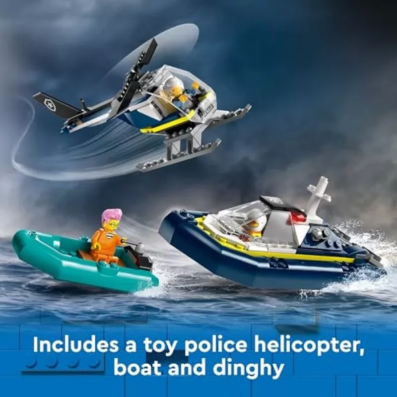 “LEGO City” policijos nuovados ir kalėjimo salos konstrukcinis žaislas 60419 — 980 dalių, 7 minifigūrėlės, 370×400×160 mm