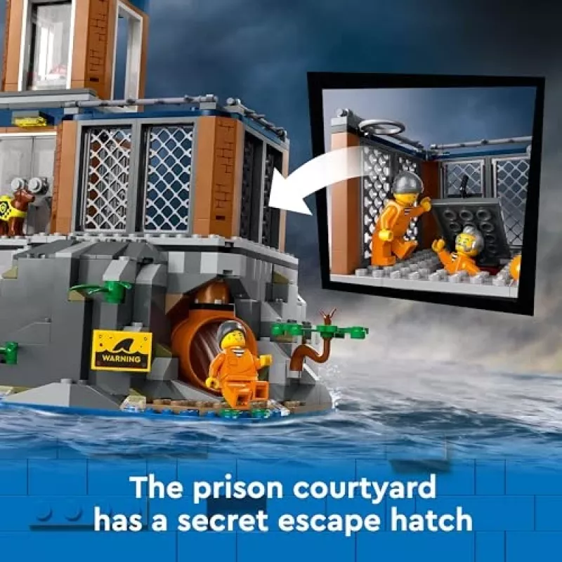 “LEGO City” policijos nuovados ir kalėjimo salos konstrukcinis žaislas 60419 — 980 dalių, 7 minifigūrėlės, 370×400×160 mm