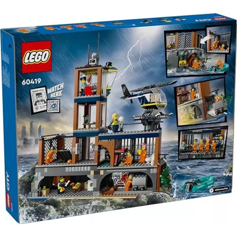 “LEGO City” policijos nuovados ir kalėjimo salos konstrukcinis žaislas 60419 — 980 dalių, 7 minifigūrėlės, 370×400×160 mm