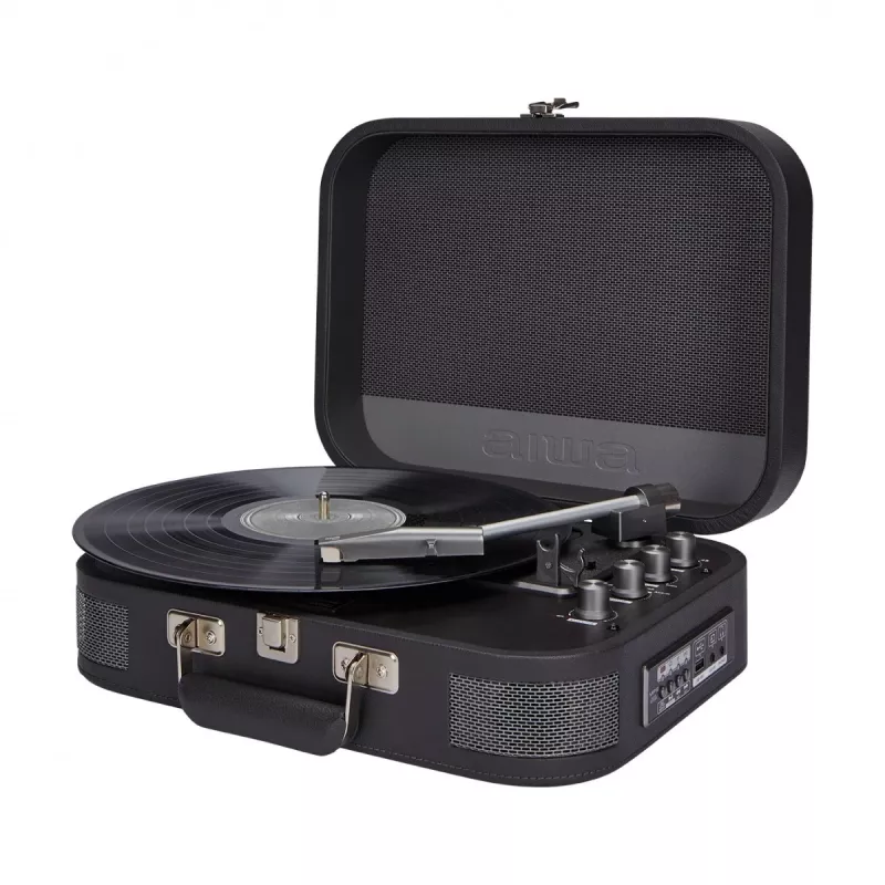 AIWA VPX-1951/TN Belt Drive Patefonas su Bluetooth 5.0, USB Įrašymu, Įmontuotais Garsiakalbiais, 33/45/78 RPM