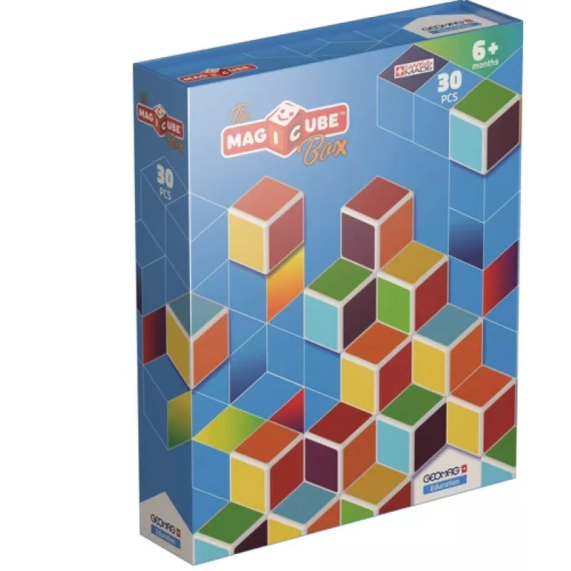 Geomag MagiCube GM120 Magnetiniai statybiniai blokeliai, 30 vnt., įvairiaspalviai, kvadratiniai, unisex, vaikams nuo 1,5 m.