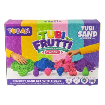 TUBAN Sensory Sand - Tubi Frutti rinkinys 1 kg įvairiaspalvis su vaisių kvapu