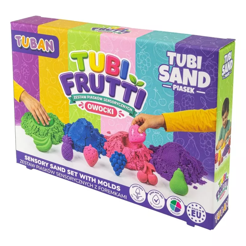 TUBAN Sensory Sand - Tubi Frutti rinkinys 1 kg įvairiaspalvis su vaisių kvapu