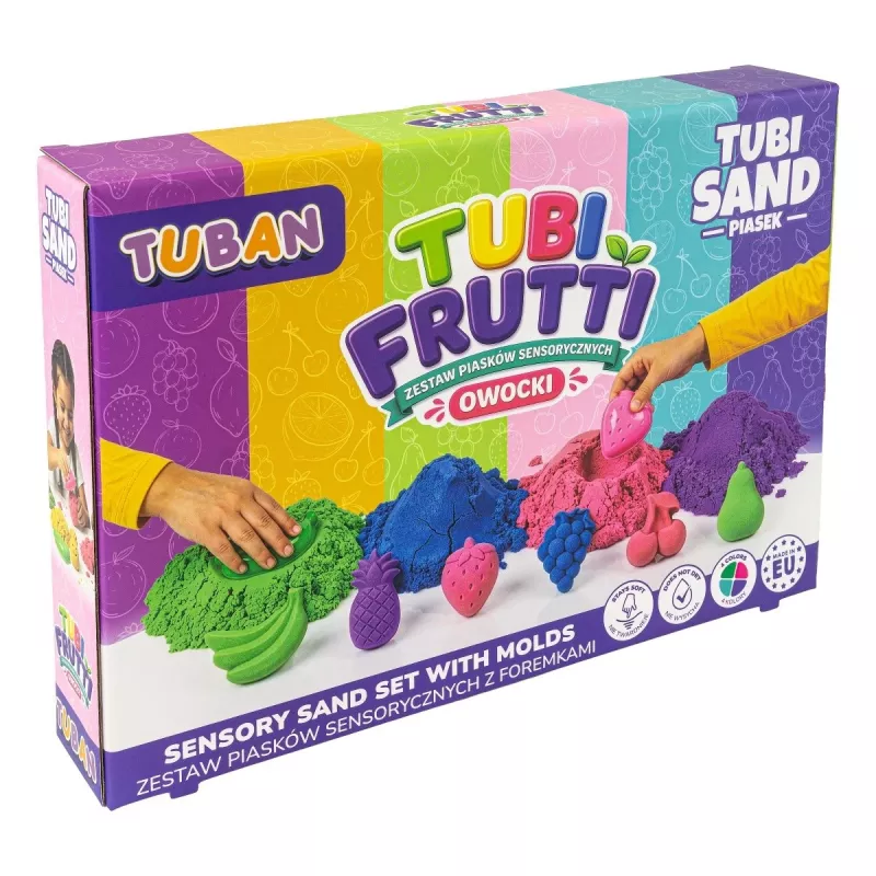 TUBAN Sensory Sand - Tubi Frutti rinkinys 1 kg įvairiaspalvis su vaisių kvapu