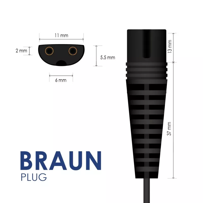 AKYGA maitinimo šaltinis Braun skustuvams, AC 100-240V į DC 5.9V 600mA, EU kištukas, juodas
