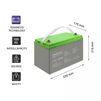Qoltec 53077 UPS baterija sandarus švino rūgštinis (VRLA) 12V 100Ah