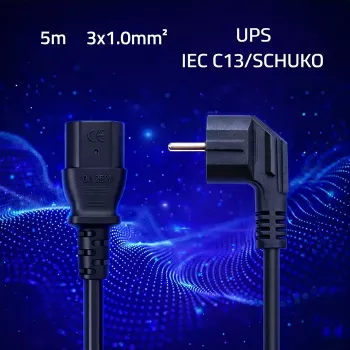 QOLTEC maitinimo laidas SCHUKO CEE kampinis kištukas IEC C13 5m juodas