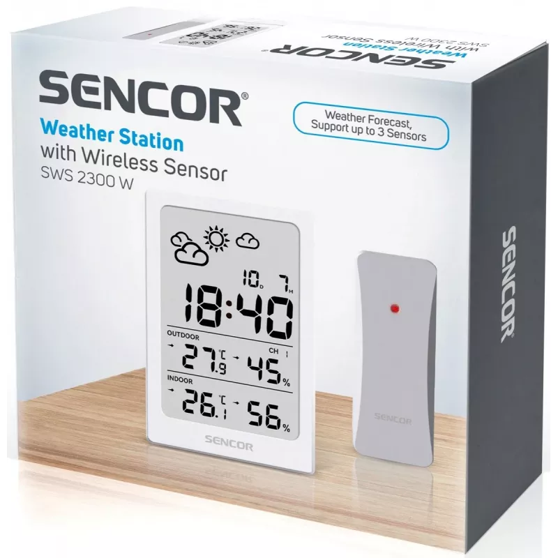 SENCOR Multifunctional Station SWS 2300 W - Oraių stotelė su laikrodžiu, žadintuvu ir lauko jutikliu