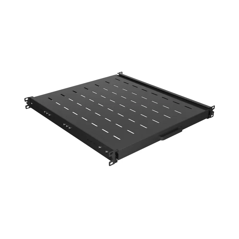 Lanberg 19 colių 1U ištraukiama stelažo lentyna 500 mm gylio juoda 35 kg apkrova