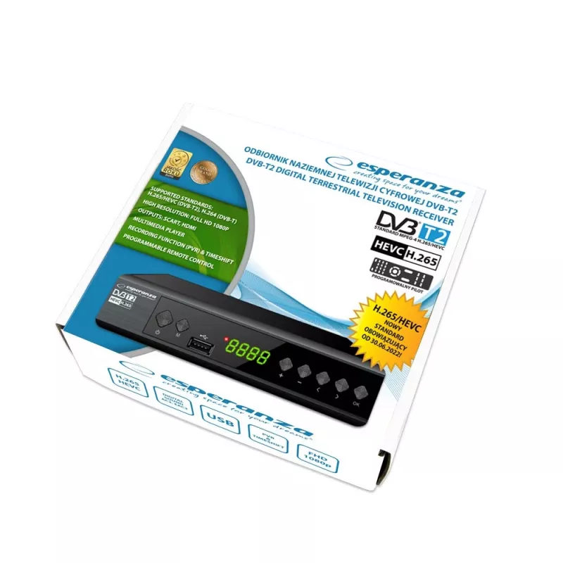 ESPERANZA DVB-T2 H.265/HEVC skaitmeninis imtuvas/dekoderis