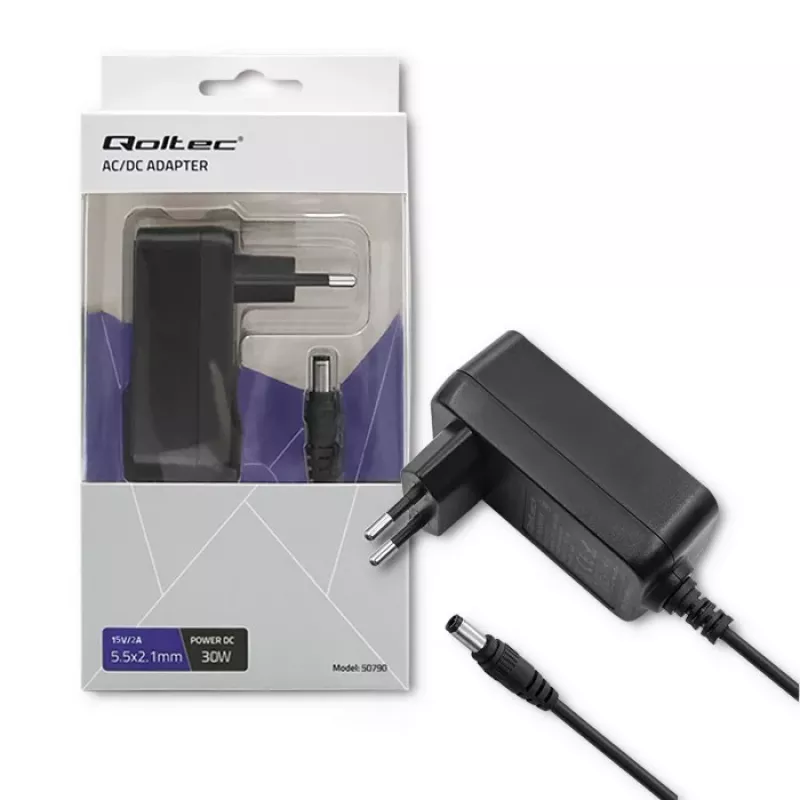 Qoltec Plug-in Power Supply 30W 15V 2A 5.5x2.5mm Black