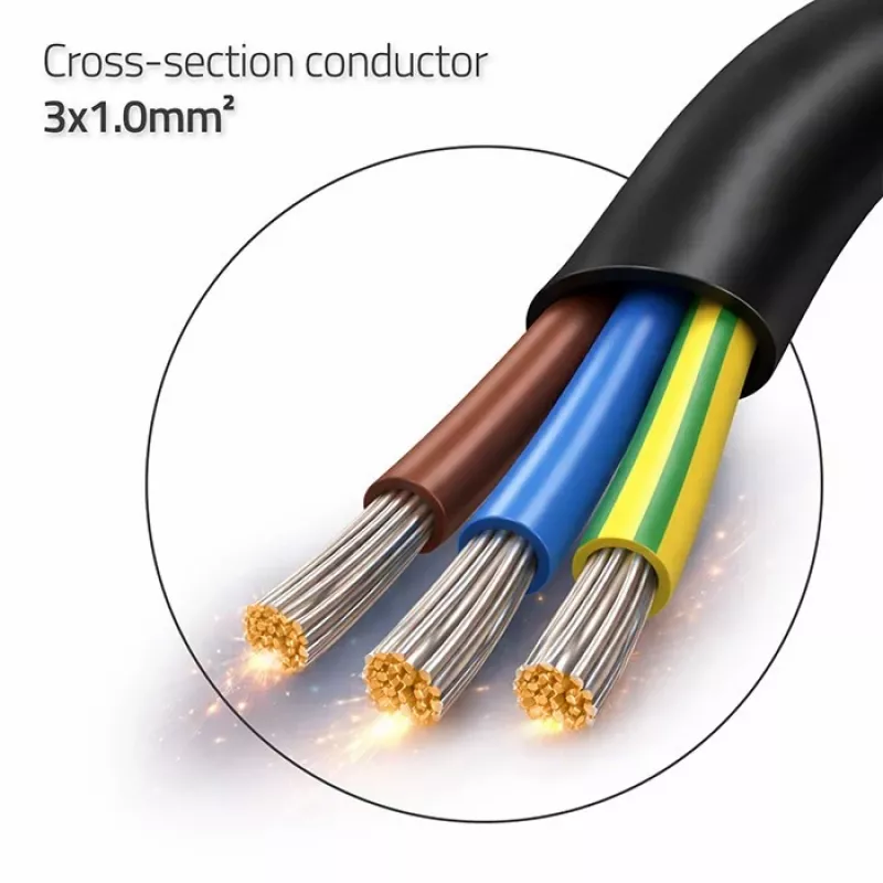 QOLTEC SCHUKO CEE maitinimo laidas Cu nuimtais ir lituotais galais 1,5 m juodas