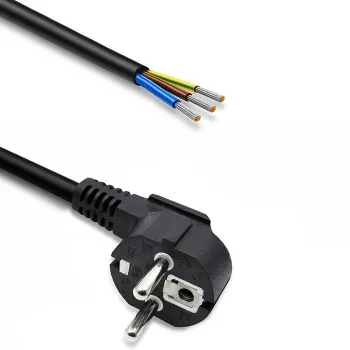 QOLTEC maitinimo laidas su SCHUKO CEE kampuotu kištuku ir nuimtais laidais, 1,5 m, juodas