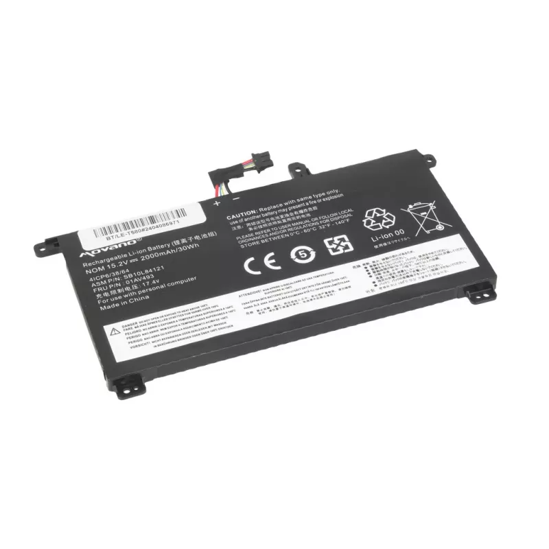 MOVANO Baterija 01AV493, skirta Lenovo ThinkPad T570 T580 P51S - 2000 mAh (30 Wh)