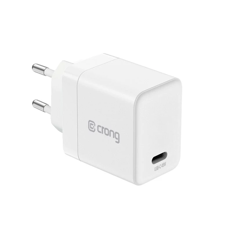 Crong Ultra Compact GaN USB-C 45W PD 3.0 PPS sieninis įkroviklis (baltas)