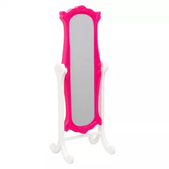 LEAN TOYS Lėlių baldų komplektas Spinta Veidrodis Pakabos Rožinė