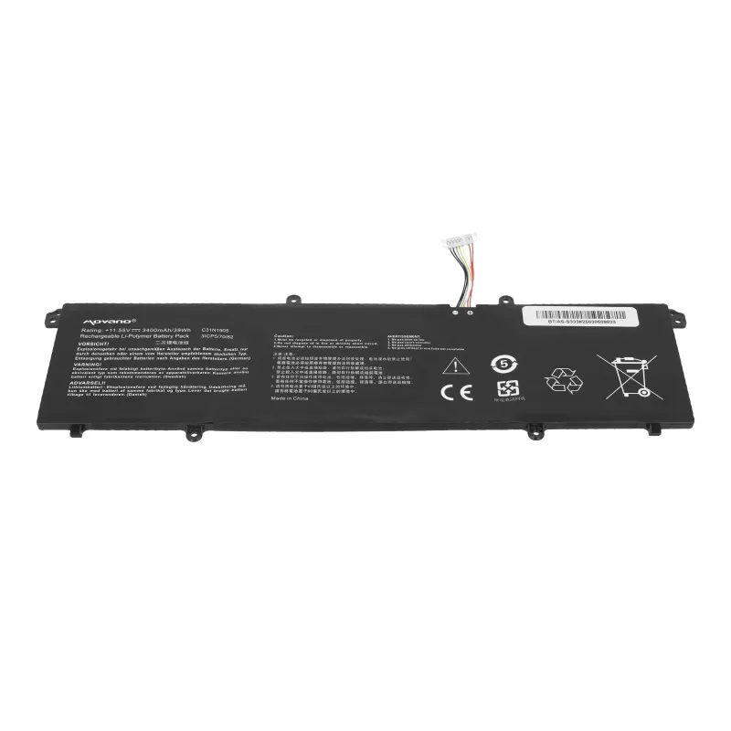 MOVANO Battery C31N1905, skirta ASUS VivoBook S14 M433 S433 S433FL S15 S533 S533EQ - 3400 mAh (39 Wh)