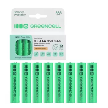 GREEN CELL Įkraunamos baterijos 8xAAA HR03 950mAh NiMH
