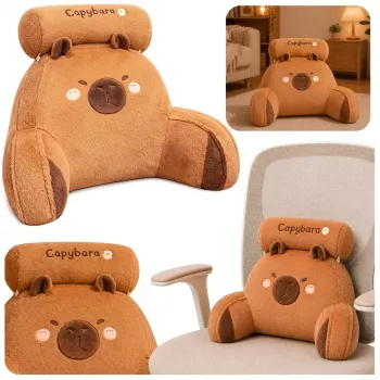 LEAN TOYS Atlošas kėdei Atrama nugarai kėdei lovai Kapibara Ruda 60 x 40 cm