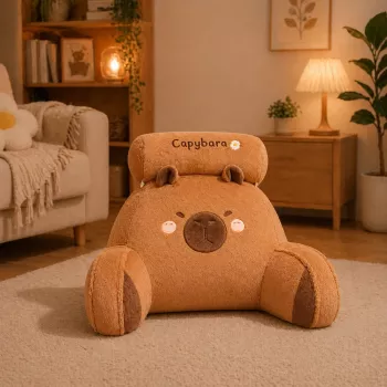 LEAN TOYS Atlošas kėdei Atrama nugarai kėdei lovai Kapibara Ruda 60 x 40 cm