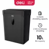 DELI ET014 Skersinio pjovimo popieriaus smulkintuvas, 10 lapų, P-4 saugumas, 21L krepšys, juodas