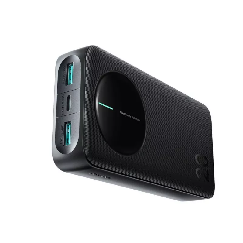 Powerbank Joyroom JR-PBF14 Pro 22.5W 20000mAh su skaitmeniniu ekranu 2x USB-A 1x USB-C - Juoda