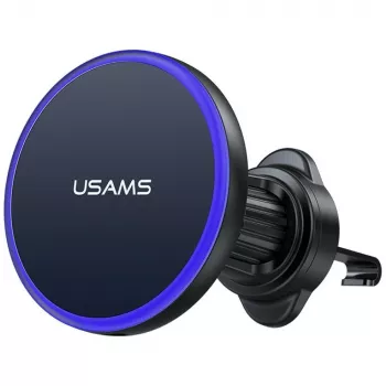 USAMS Magnetinis laikiklis automobilio ventiliacijos grotelėms išmaniesiems telefonams, 360° sukimasis, juodos spalvos