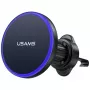 USAMS Magnetinis laikiklis automobilio ventiliacijos grotelėms išmaniesiems telefonams, 360° sukimasis, juodos spalvos