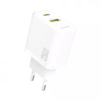 Dudao A26TEU GaN 25W USB-C USB-A sieninis įkroviklis baltas