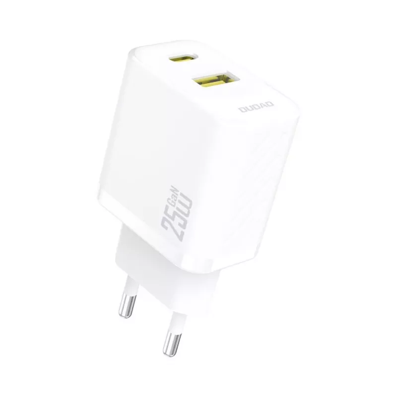 Dudao A26TEU GaN 25W USB-C USB-A sieninis įkroviklis baltas