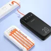 Dudao K6Pro+ Power Bank 20000mAh su 4 įmontuotais kabeliais USB-C Micro USB Lightning USB-A įvestis Juoda