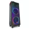 AIWA Power Audio Speaker KBTUS-710MKII 700W nešiojamas vakarėlių garsiakalbis su Bluetooth, USB, SD, AUX, FM radiju, LED apšvietimu, vežimėlio rankena, ratais, nuotolinio valdymo pultu, mikrofonu