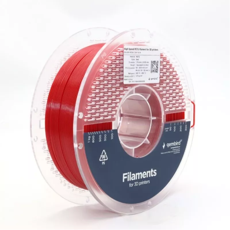 GEMBIRD Filament PETG High Speed, 1,75 mm, 1 kg, Raudona