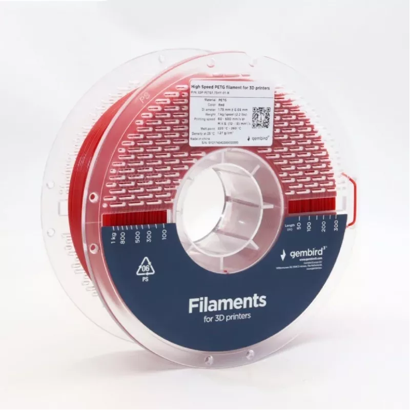 GEMBIRD Filament PETG High Speed, 1,75 mm, 1 kg, Raudona
