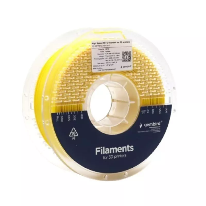 GEMBIRD Filament PETG High Speed, 1.75 mm, 1 kg, Geltona