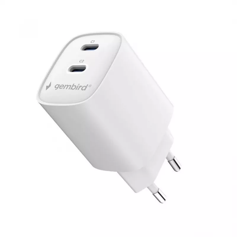 Gembird TA-UC-2C-PD45-01-W 45W USB-C Dual Port Wall Charger White
