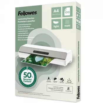 Fellowes 100 vnt. A4 matiniai laminavimo maišeliai, 80 mikronų, perdirbti