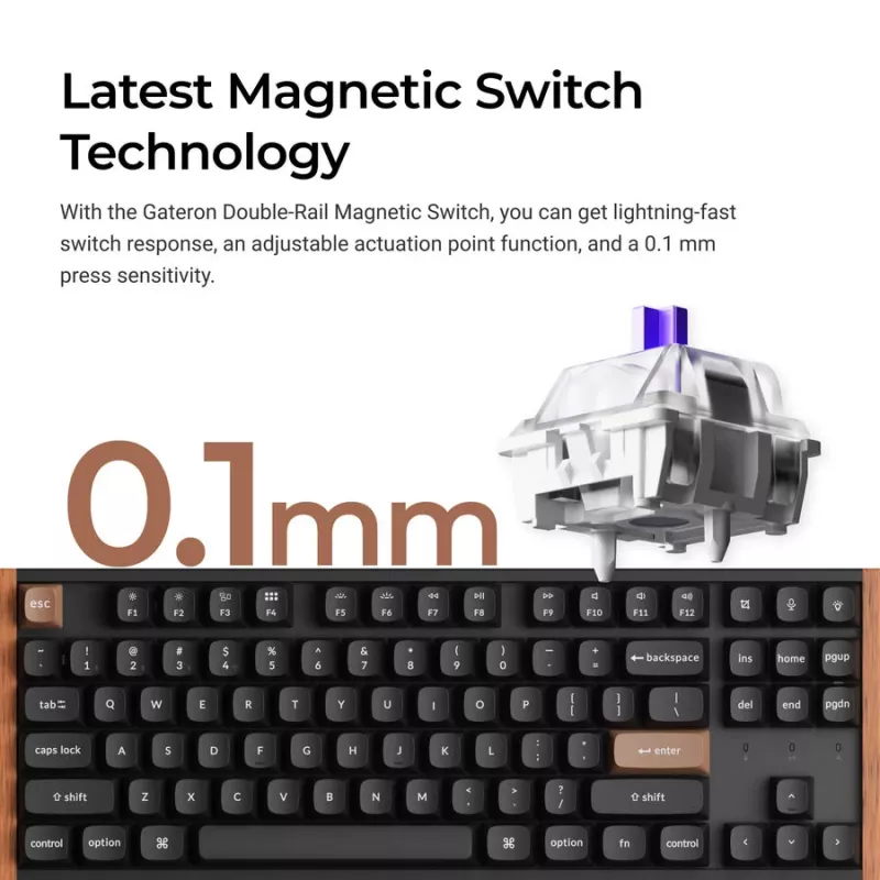 Keychron K8H-F1 75% Magnetinė Wood Black žaidimų klaviatūra